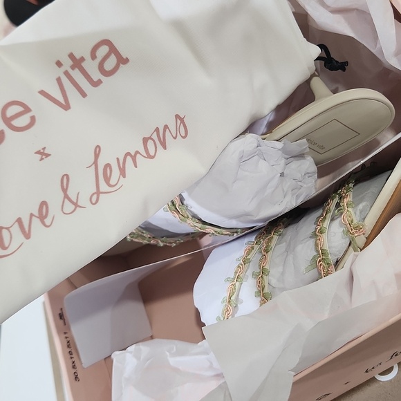 🔹DOLCE VITA🔹️ X For love and Lemons Betti Heeled Sandals Ivory Multi Size 9.5 - Picture 11 of 12